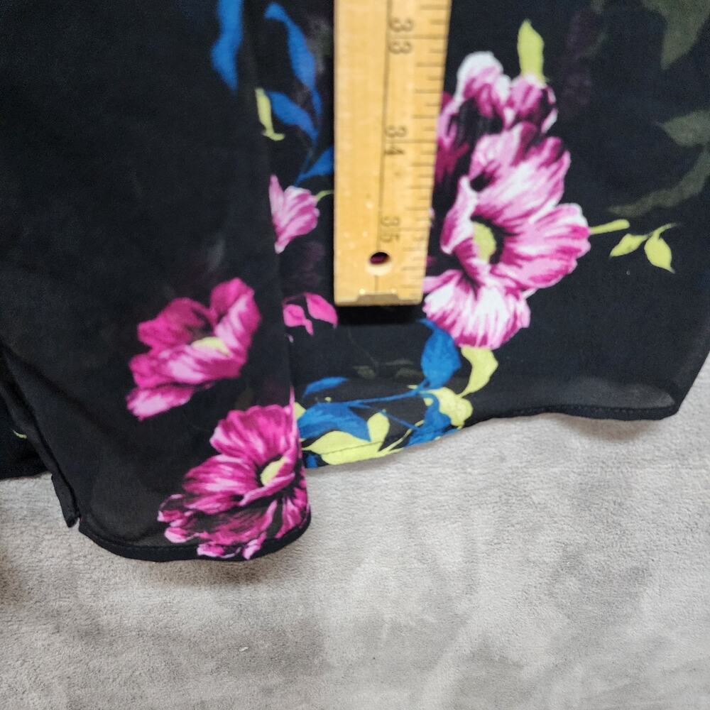 Torrid Midi Dress Women 10 Floral Black Lined Chiffon 3/4 Sleeve Church Office - Picture 11 of 16